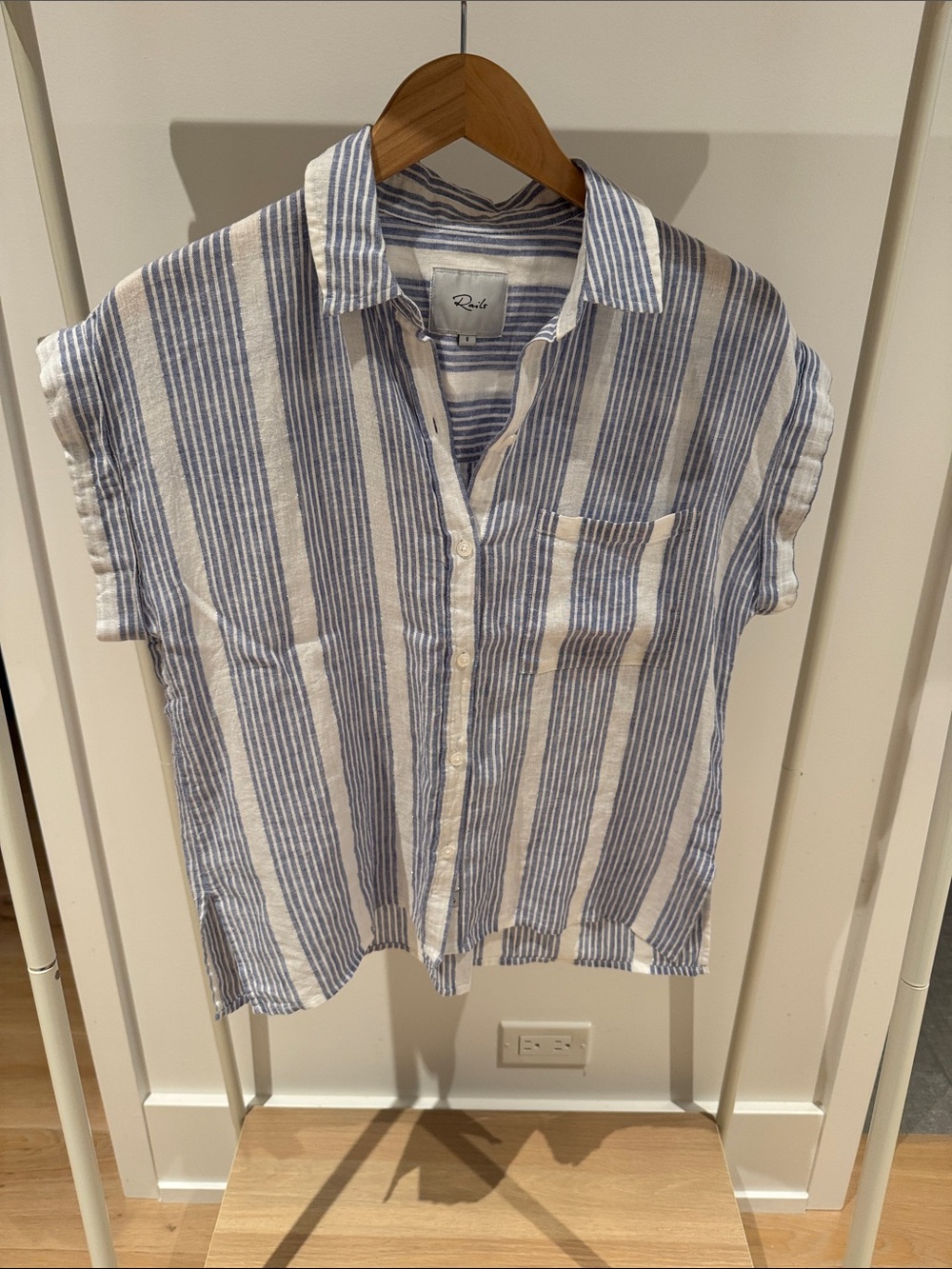 Rails Blue & White Striped Short-Sleeve Button Down Shirt